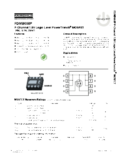 Fairchild Semiconductor fdmb668p  . Electronic Components Datasheets Active components Transistors Fairchild Semiconductor fdmb668p.pdf