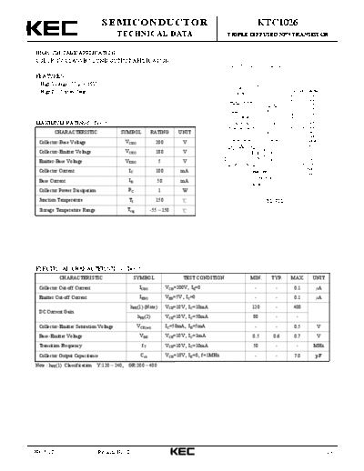 KEC ktc1026  . Electronic Components Datasheets Active components Transistors KEC ktc1026.pdf