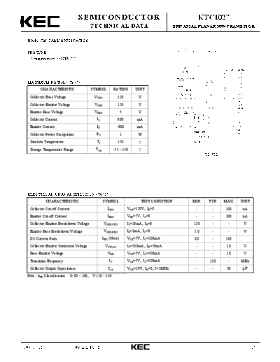 KEC ktc1027  . Electronic Components Datasheets Active components Transistors KEC ktc1027.pdf