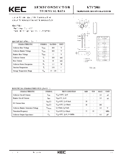 KEC ktc2801  . Electronic Components Datasheets Active components Transistors KEC ktc2801.pdf