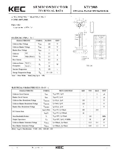 . Electronic Components Datasheets ktc2803  . Electronic Components Datasheets Active components Transistors KEC ktc2803.pdf