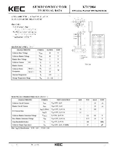 KEC ktc2804  . Electronic Components Datasheets Active components Transistors KEC ktc2804.pdf