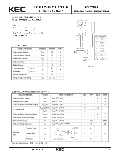 KEC ktc2814  . Electronic Components Datasheets Active components Transistors KEC ktc2814.pdf