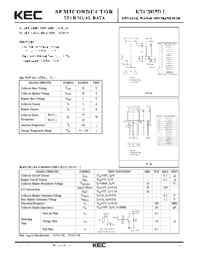 KEC ktc2815d l  . Electronic Components Datasheets Active components Transistors KEC ktc2815d_l.pdf