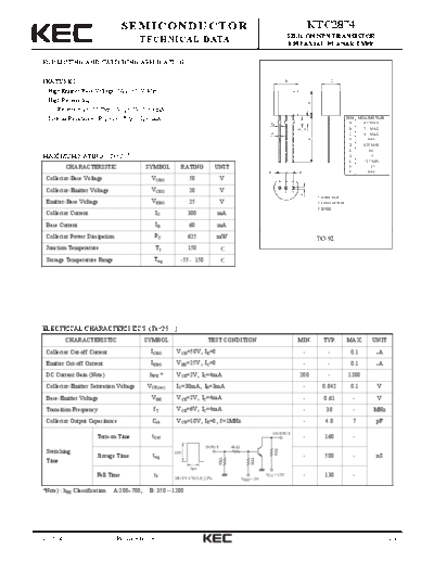 KEC ktc2874  . Electronic Components Datasheets Active components Transistors KEC ktc2874.pdf