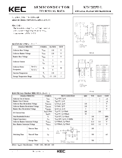 KEC ktc2025d l  . Electronic Components Datasheets Active components Transistors KEC ktc2025d_l.pdf