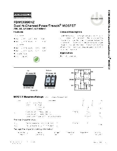Fairchild Semiconductor fdmc6890nz  . Electronic Components Datasheets Active components Transistors Fairchild Semiconductor fdmc6890nz.pdf