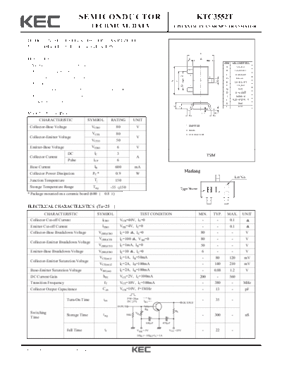 KEC ktc3552t  . Electronic Components Datasheets Active components Transistors KEC ktc3552t.pdf