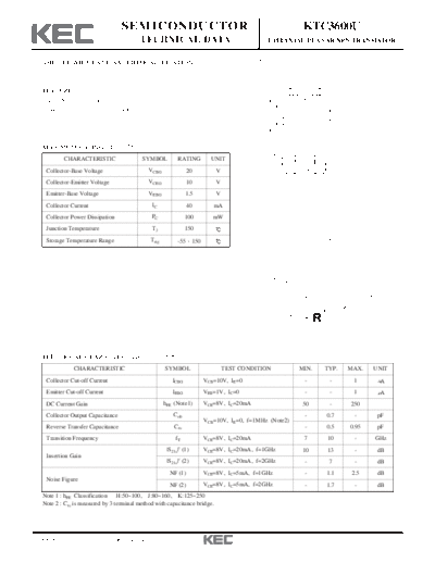 KEC ktc3600u  . Electronic Components Datasheets Active components Transistors KEC ktc3600u.pdf