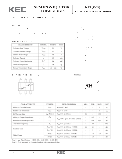 KEC ktc3605u  . Electronic Components Datasheets Active components Transistors KEC ktc3605u.pdf