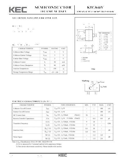 KEC ktc3640v  . Electronic Components Datasheets Active components Transistors KEC ktc3640v.pdf