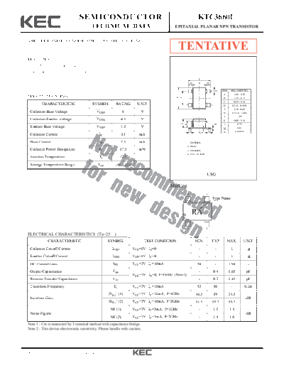 KEC ktc3660u  . Electronic Components Datasheets Active components Transistors KEC ktc3660u.pdf