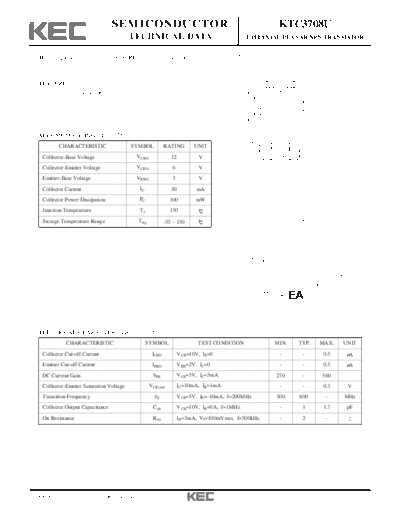 KEC ktc3708u  . Electronic Components Datasheets Active components Transistors KEC ktc3708u.pdf