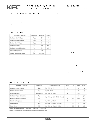 KEC ktc3770f  . Electronic Components Datasheets Active components Transistors KEC ktc3770f.pdf