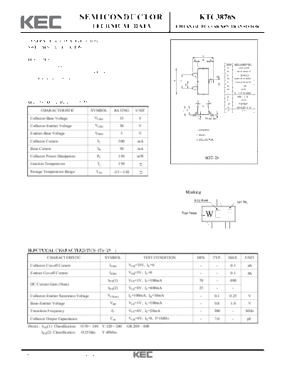 KEC ktc3876s  . Electronic Components Datasheets Active components Transistors KEC ktc3876s.pdf