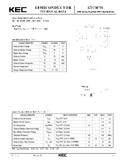 KEC ktc3879s  . Electronic Components Datasheets Active components Transistors KEC ktc3879s.pdf