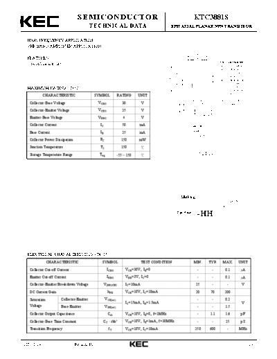 KEC ktc3881s  . Electronic Components Datasheets Active components Transistors KEC ktc3881s.pdf