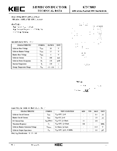 KEC ktc3883  . Electronic Components Datasheets Active components Transistors KEC ktc3883.pdf