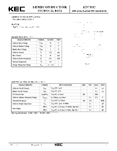 KEC ktc3112  . Electronic Components Datasheets Active components Transistors KEC ktc3112.pdf