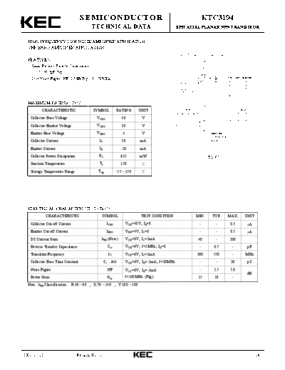 KEC ktc3194  . Electronic Components Datasheets Active components Transistors KEC ktc3194.pdf