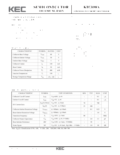 KEC ktc3198a  . Electronic Components Datasheets Active components Transistors KEC ktc3198a.pdf