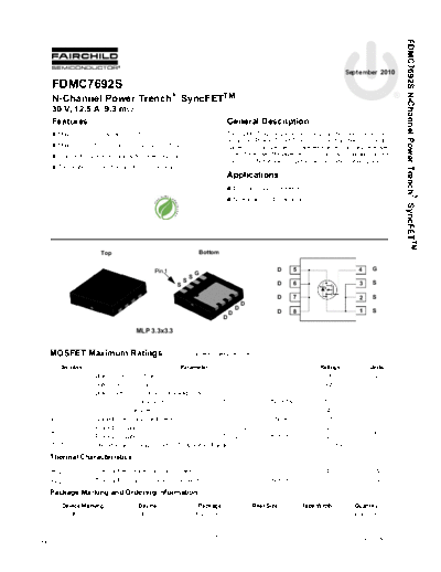 Fairchild Semiconductor fdmc7692s  . Electronic Components Datasheets Active components Transistors Fairchild Semiconductor fdmc7692s.pdf