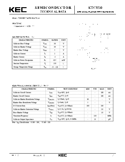 KEC ktc3210  . Electronic Components Datasheets Active components Transistors KEC ktc3210.pdf