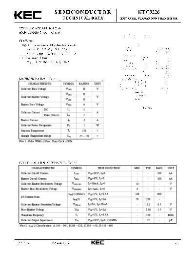 KEC ktc3226  . Electronic Components Datasheets Active components Transistors KEC ktc3226.pdf