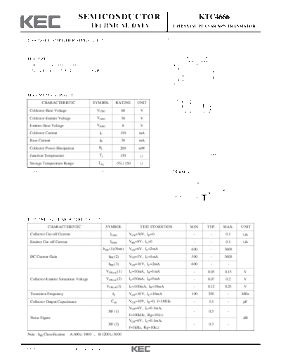 KEC ktc4666  . Electronic Components Datasheets Active components Transistors KEC ktc4666.pdf