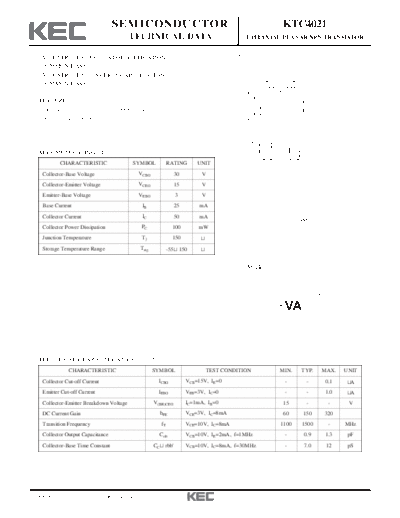 KEC ktc4021  . Electronic Components Datasheets Active components Transistors KEC ktc4021.pdf