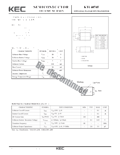 KEC ktc4074f  . Electronic Components Datasheets Active components Transistors KEC ktc4074f.pdf