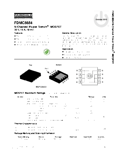 Fairchild Semiconductor fdmc8884  . Electronic Components Datasheets Active components Transistors Fairchild Semiconductor fdmc8884.pdf