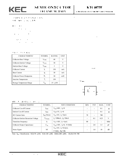 KEC ktc4075f  . Electronic Components Datasheets Active components Transistors KEC ktc4075f.pdf