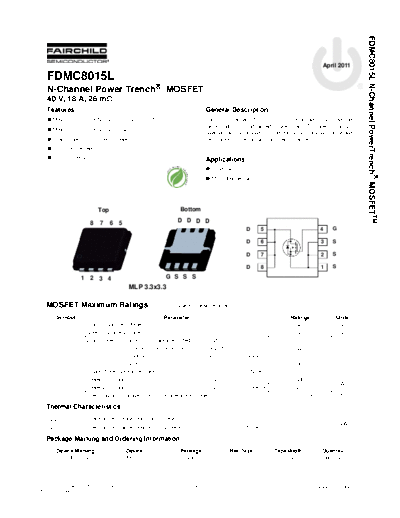 Fairchild Semiconductor fdmc8015l  . Electronic Components Datasheets Active components Transistors Fairchild Semiconductor fdmc8015l.pdf