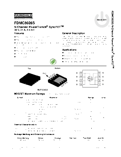 Fairchild Semiconductor fdmc8026s  . Electronic Components Datasheets Active components Transistors Fairchild Semiconductor fdmc8026s.pdf