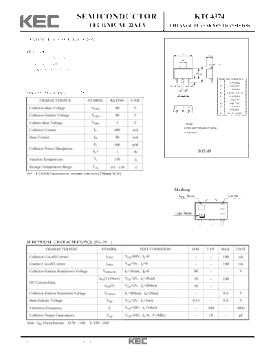 KEC ktc4374  . Electronic Components Datasheets Active components Transistors KEC ktc4374.pdf