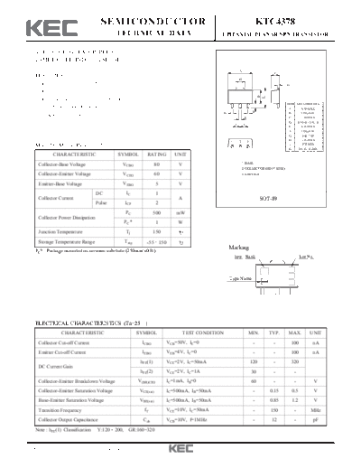KEC ktc4378  . Electronic Components Datasheets Active components Transistors KEC ktc4378.pdf
