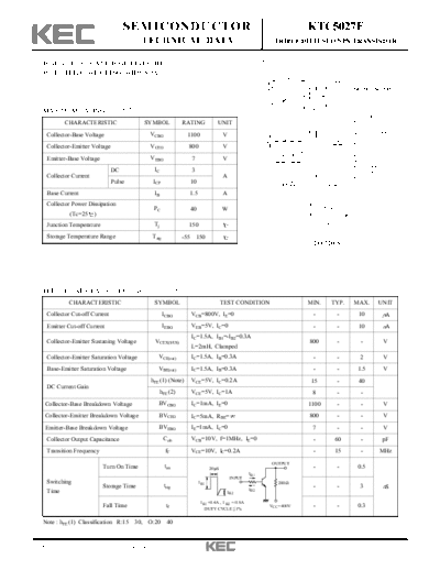 KEC ktc5027f  . Electronic Components Datasheets Active components Transistors KEC ktc5027f.pdf