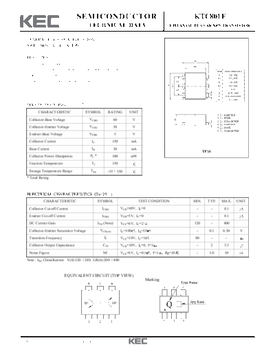 KEC ktc801f  . Electronic Components Datasheets Active components Transistors KEC ktc801f.pdf