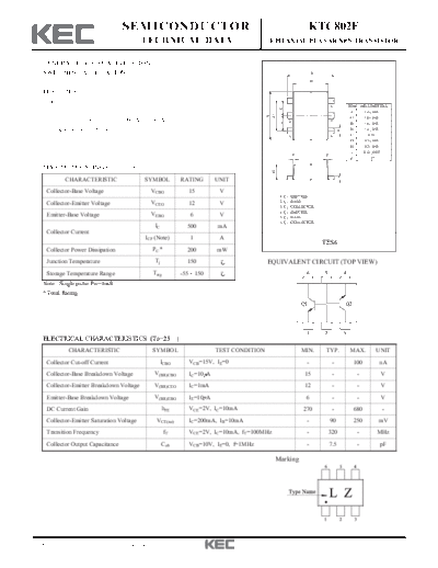 KEC ktc802e  . Electronic Components Datasheets Active components Transistors KEC ktc802e.pdf