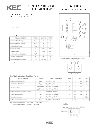 KEC ktc811t  . Electronic Components Datasheets Active components Transistors KEC ktc811t.pdf