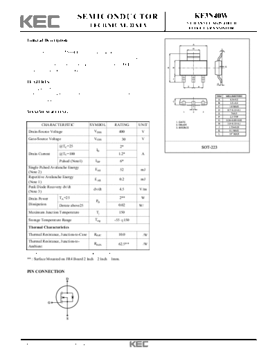 KEC kf3n40w  . Electronic Components Datasheets Active components Transistors KEC kf3n40w.pdf