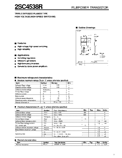 Fuji 2sc4538  . Electronic Components Datasheets Active components Transistors Fuji 2sc4538.pdf