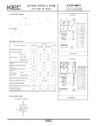 KEC kf10n60p-f  . Electronic Components Datasheets Active components Transistors KEC kf10n60p-f.pdf