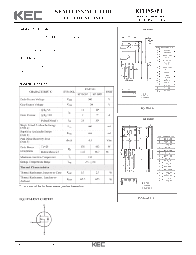 KEC kf11n50p-f  . Electronic Components Datasheets Active components Transistors KEC kf11n50p-f.pdf