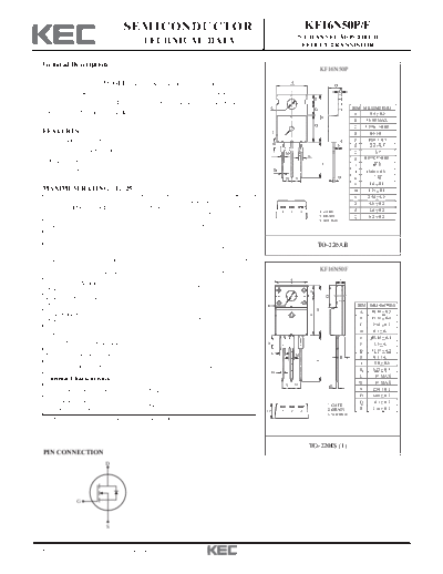 KEC kf16n50f  . Electronic Components Datasheets Active components Transistors KEC kf16n50f.pdf