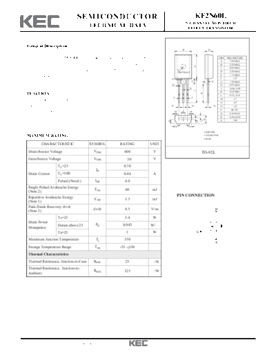 KEC kf2n60l  . Electronic Components Datasheets Active components Transistors KEC kf2n60l.pdf