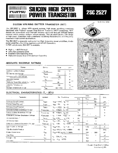 Fuji 2sc2527  . Electronic Components Datasheets Active components Transistors Fuji 2sc2527.pdf