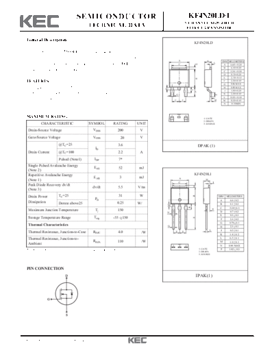 KEC kf4n20ld i  . Electronic Components Datasheets Active components Transistors KEC kf4n20ld_i.pdf