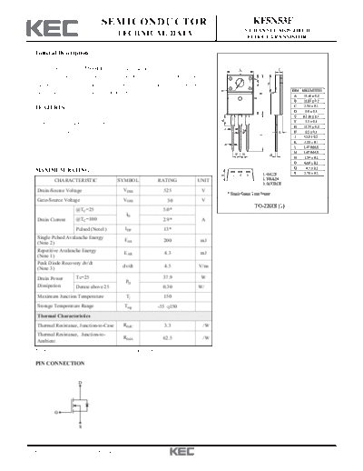 KEC kf5n53f  . Electronic Components Datasheets Active components Transistors KEC kf5n53f.pdf